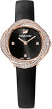 Swarovski Crystal Flower Black Dial Black Leather Strap Watch for Women - 5552421 Buy Now By Swarovski