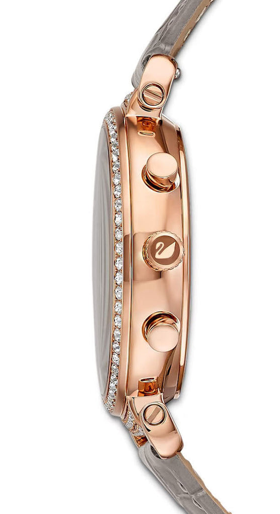 Swarovski Passage Chrono Grey Dial Grey Leather Strap Watch for Women - 5580348 Buy Now By Swarovski