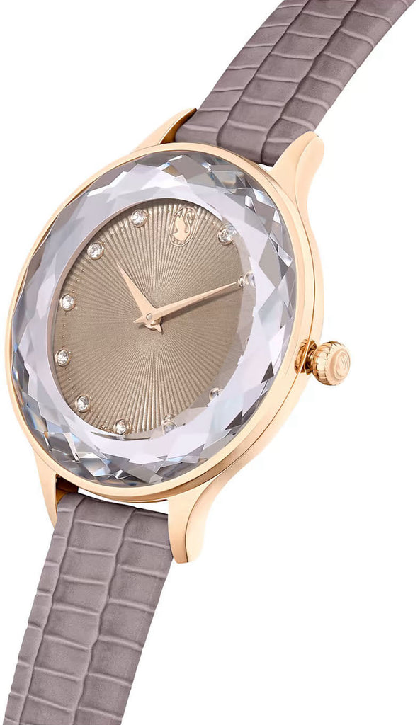 Swarovski Octea Nova Beige Dial Grey Leather Strap Watch for Women - 5649999 Buy Now By Swarovski
