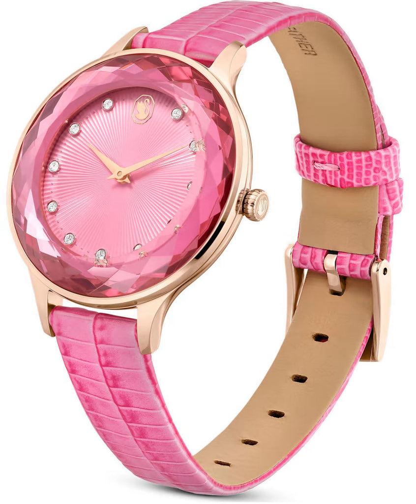 Swarovski Octea Nova Pink Dial Pink Leather Strap Watch for Women - 5650030 Buy Now By Swarovski