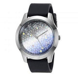 Guess Crush Crystals Silver Dial Black Rubber Strap Watch for Women - W1223L4 Buy Now By Guess