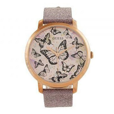 Guess Mariposa Pink Dial Pink Leather Strap Watch for Women - GW0008L2 Buy Now By Guess