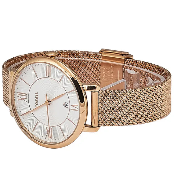 Fossil Jacqueline Mother of Pearl White Dial Gold Mesh Strap Watch for Women - ES4352 Buy Now By Fossil