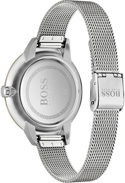 Hugo Boss Symphony Gold Dial Silver Mesh Bracelet Watch for Women - 1502600 Buy Now By Hugo Boss