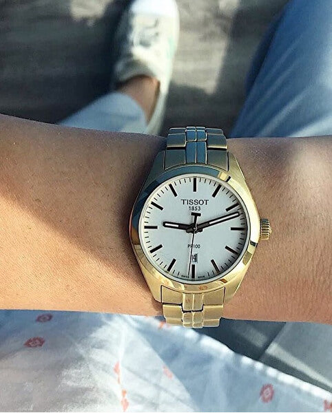 Tissot T Classic PR 100 Lady White Dial Gold Steel Strap Watch for Women - T101.210.33.031.00 Buy Now By Tissot