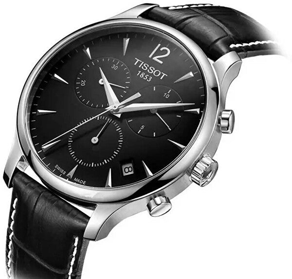 Tissot T Classic Tradition Chronograph Black Dial Black Leather Strap Watch For Men - T063.617.16.057.00 Buy Now By Tissot