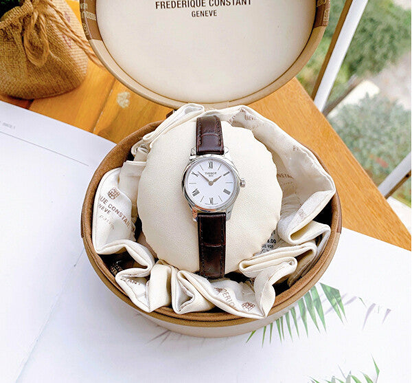Tissot Tradition 5.5 Lady Silver Dial Brown Leather Strap Watch for Women - T063.009.16.018.00 Buy Now By Tissot
