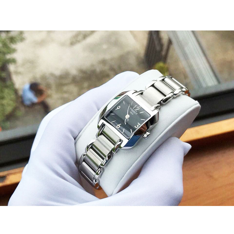 Tissot T Wave Black Dial Silver Steel Strap Watch for Women - T02.1.285.52 Buy Now By Tissot