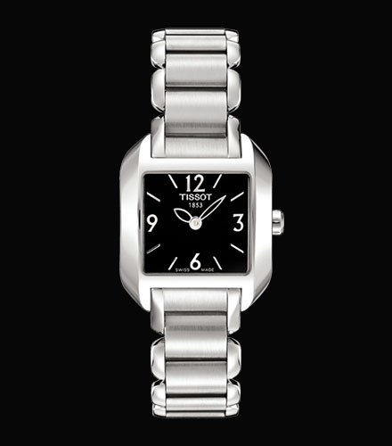 Tissot T Wave Black Dial Silver Steel Strap Watch for Women - T02.1.285.52 Buy Now By Tissot