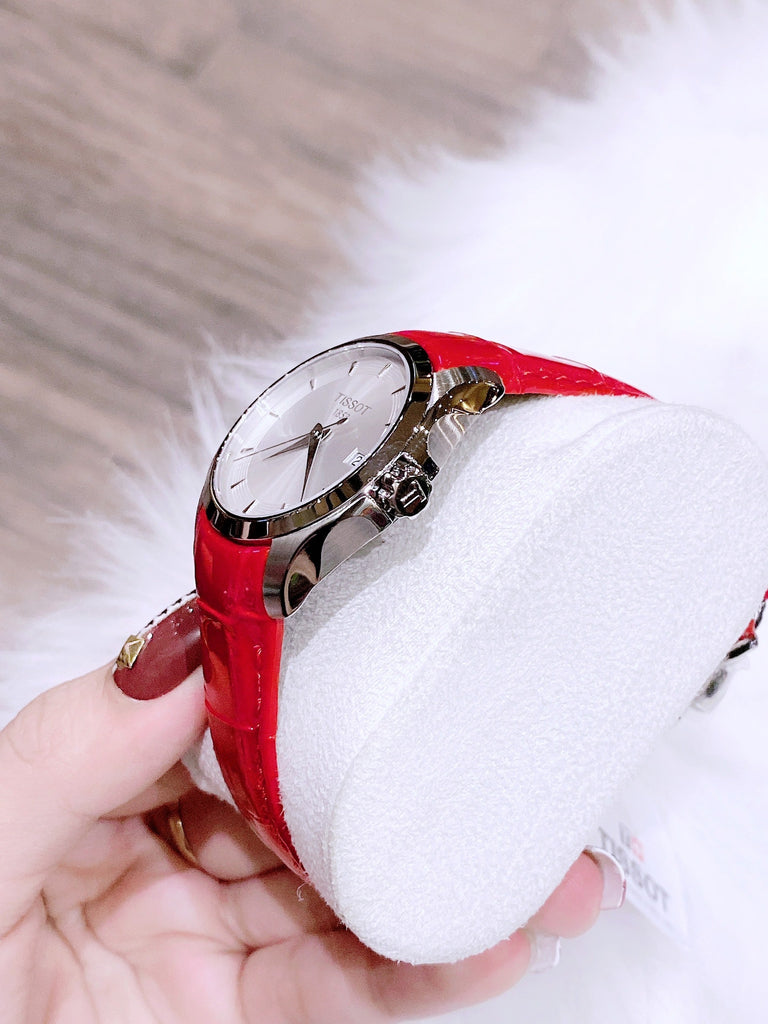 Tissot Couturier Lady Silver Dial Red Leather Strap Watch for Women - T035.210.16.031.01 Buy Now By Tissot