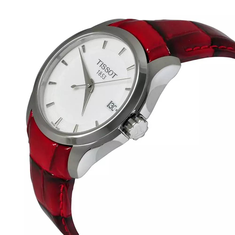 Tissot Couturier White Dial Red Leather Watch For Women - T035.210.16.011.01 Buy Now By Tissot