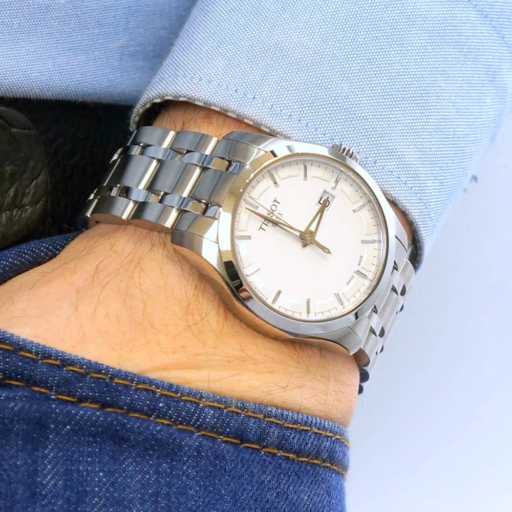 Tissot T Trend Couturier Chronograph White Dial Silver Steel Strap Watch For Men - T035.410.11.031.00 Buy Now By Tissot