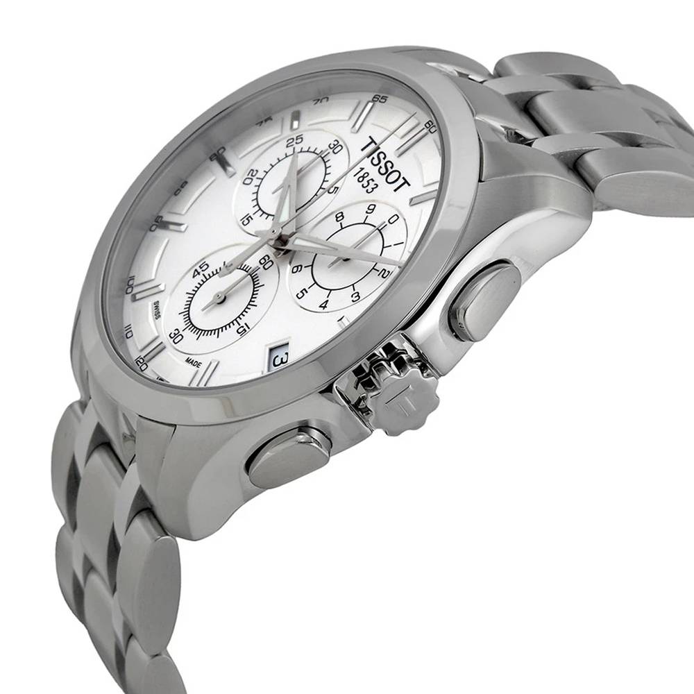 Tissot Couturier Chronograph White Dial Silver Steel Strap Watch For Men - T035.617.11.031.00 Buy Now By Tissot