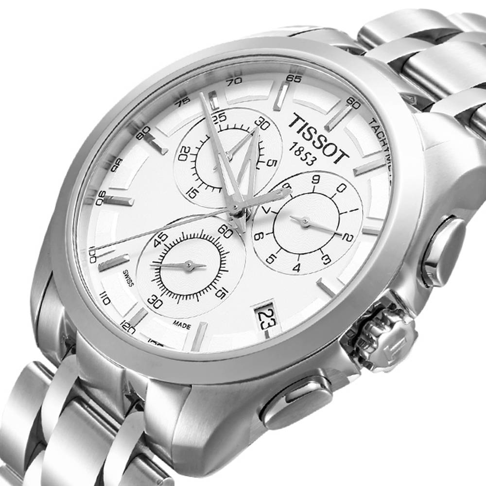 Tissot Couturier Chronograph White Dial Silver Steel Strap Watch For Men - T035.617.11.031.00 Buy Now By Tissot