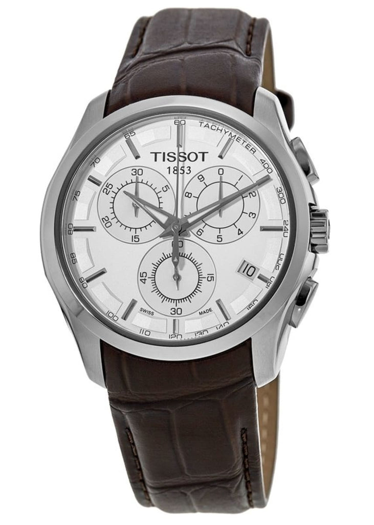 Tissot Couturier Chronograph White Dial Brown Leather Strap Watch For Men - T035.617.16.031.00 Buy Now By Tissot