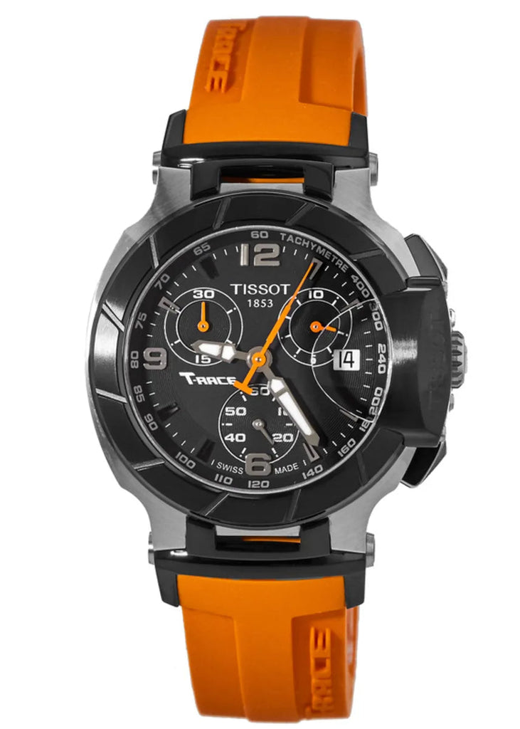 Tissot T Race Chronograph Black Dial Orange Rubber Strap Watch for Women - T048.217.27.057.00 Buy Now By Tissot