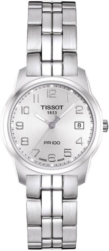 Tissot T Classic PR100 Silver Dial Silver Steel Strap Watch For Women - T049.210.11.032.00 Buy Now By Tissot