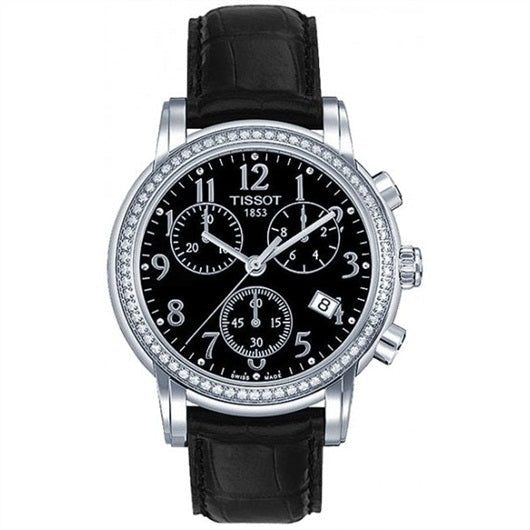 Tissot Dressport Diamonds Black Dial Black Leather Strap Watch for Women - T050.217.16.057.01 Buy Now By Tissot