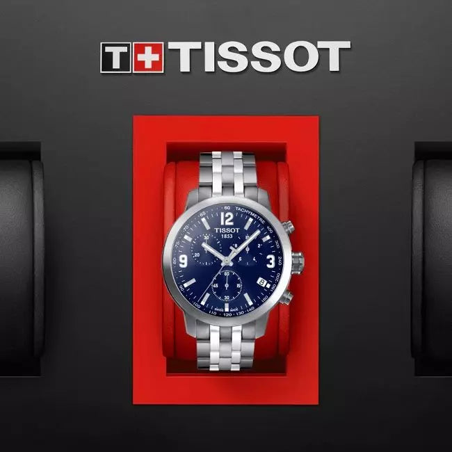 Tissot PRC 200 Chronograph Blue Dial Silver Steel Strap Watch For Men - T055.417.11.047.00 Buy Now By Tissot