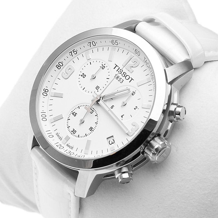 Tissot PRC 200 Chronograph White Dial White Leather Strap Watch For Men - T055.417.16.017.00 Buy Now By Tissot