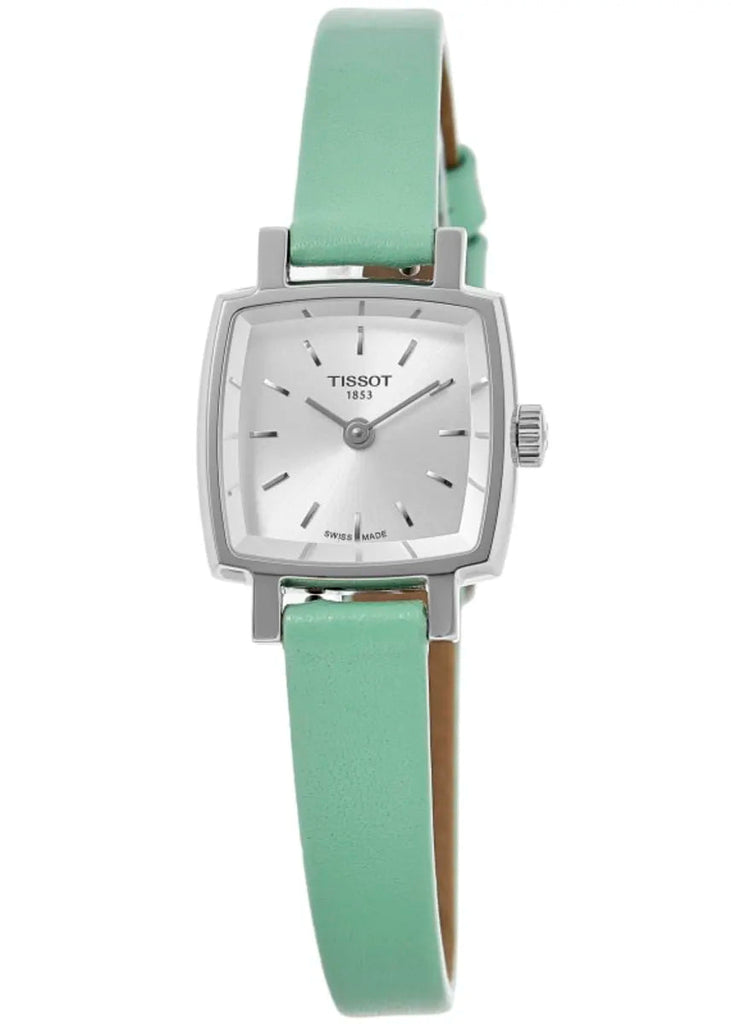 Tissot T Lady Lovely Square Silver Dial Light Green Leather Strap Watch for Women - T058.109.16.031.01 Buy Now By Tissot