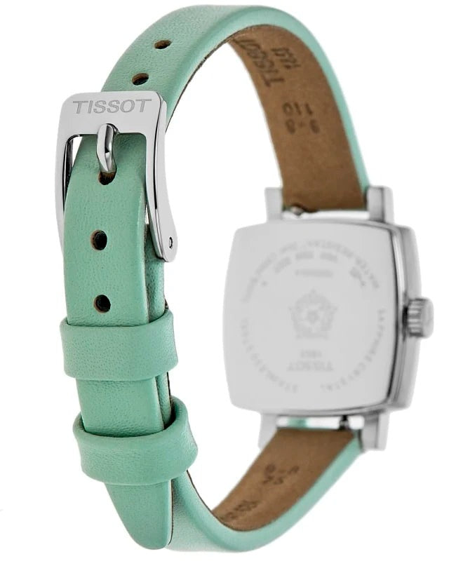 Tissot T Lady Lovely Square Silver Dial Light Green Leather Strap Watch for Women - T058.109.16.031.01 Buy Now By Tissot