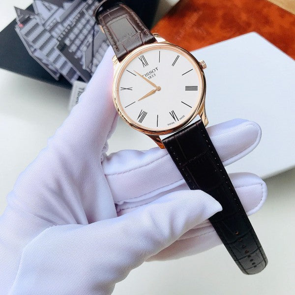 Tissot Tradition 5.5 White Dial Brown Leather Strap Watch for Men - T063.409.36.018.00 Buy Now By Tissot