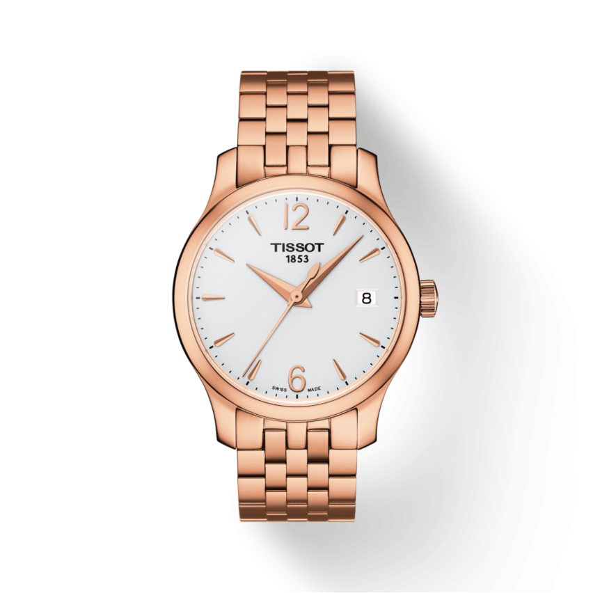 Tissot T Classic Tradition Lady White Dial Rose Gold Steel Strap Watch for Women - T063.210.33.037.00 Buy Now By Tissot