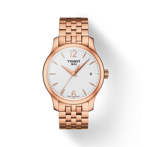 Tissot T Classic Tradition Lady White Dial Rose Gold Steel Strap Watch for Women - T063.210.33.037.00 Buy Now By Tissot