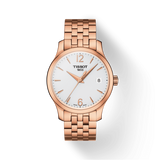 Tissot T Classic Tradition Lady White Dial Rose Gold Steel Strap Watch for Women - T063.210.33.037.00 Buy Now By Tissot