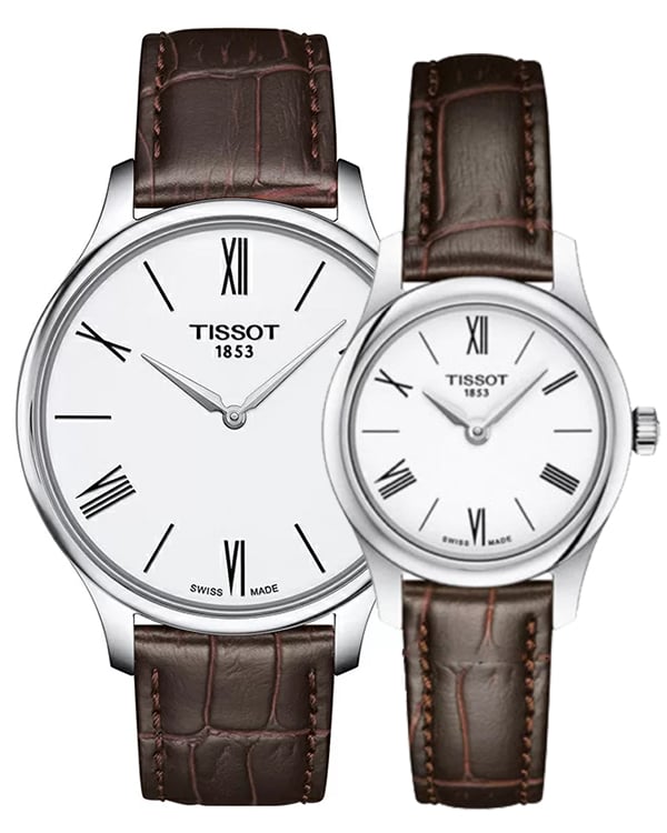 Tissot Tradition 5.5 Lady Silver Dial Brown Leather Strap Watch for Women - T063.009.16.018.00 Buy Now By Tissot