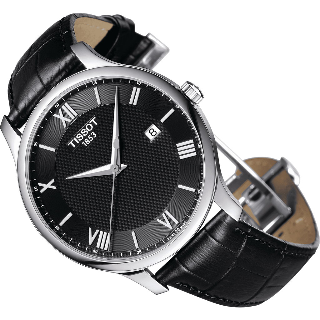 Tissot T Classic Tradition Quartz Black Dial Black Leather Strap Watch For Men - T063.610.16.058.00 Buy Now By Tissot