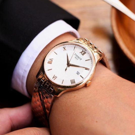 Tissot T Classic Tradition White Dial Rose Gold Steel Strap Watch For Women - T063.610.33.038.00 Buy Now By Tissot
