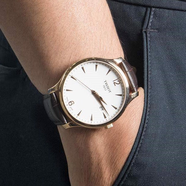 Tissot T Classic Tradition White Dial Brown Leather Strap Watch For Men - T063.610.36.037.00 Buy Now By Tissot