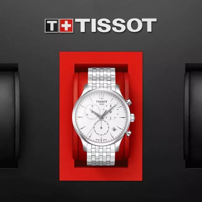 Tissot T Classic Tradition Chronograph White Dial Silver Steel Strap Watch For Men - T063.617.11.037.00 Buy Now By Tissot