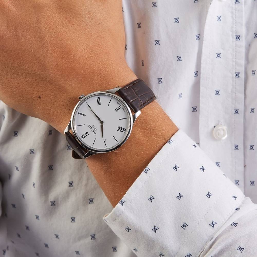 Tissot T Classic Tradition 5.5 Quartz White Dial Brown Leather Strap Watch For Men - T063.409.16.018.00 Buy Now By Tissot