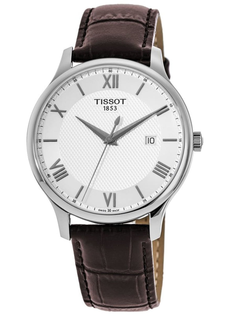 Tissot T Classic Tradition Silver Dial Brown Leather Strap Watch For Men - T063.610.16.038.00 Buy Now By Tissot