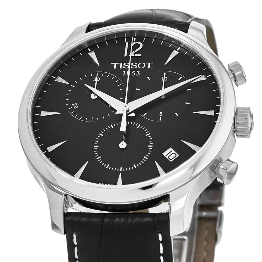 Tissot Tradition Chronograph Black Dial Black Leather Strap Watch For Men - T0636171605700 Buy Now By Tissot