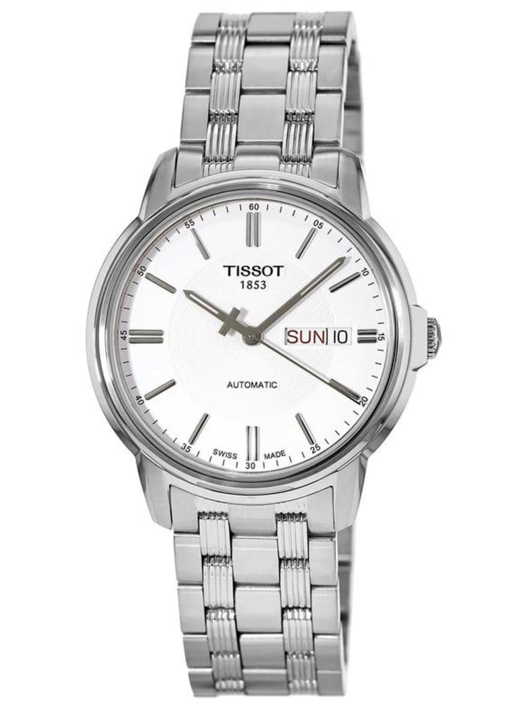 Tissot Automatics III Day Date White Dial Silver Steel Strap Watch For Men - T065.430.11.031.00 Buy Now By Tissot