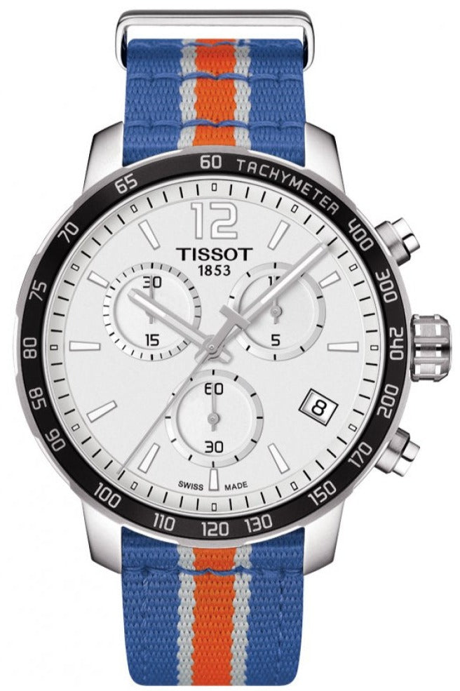 Tissot Quickster Chronograph NBA New York Kicks White Dial Multicolored Nato Strap Watch For Men - T095.417.17.037.06 Buy Now By Tissot