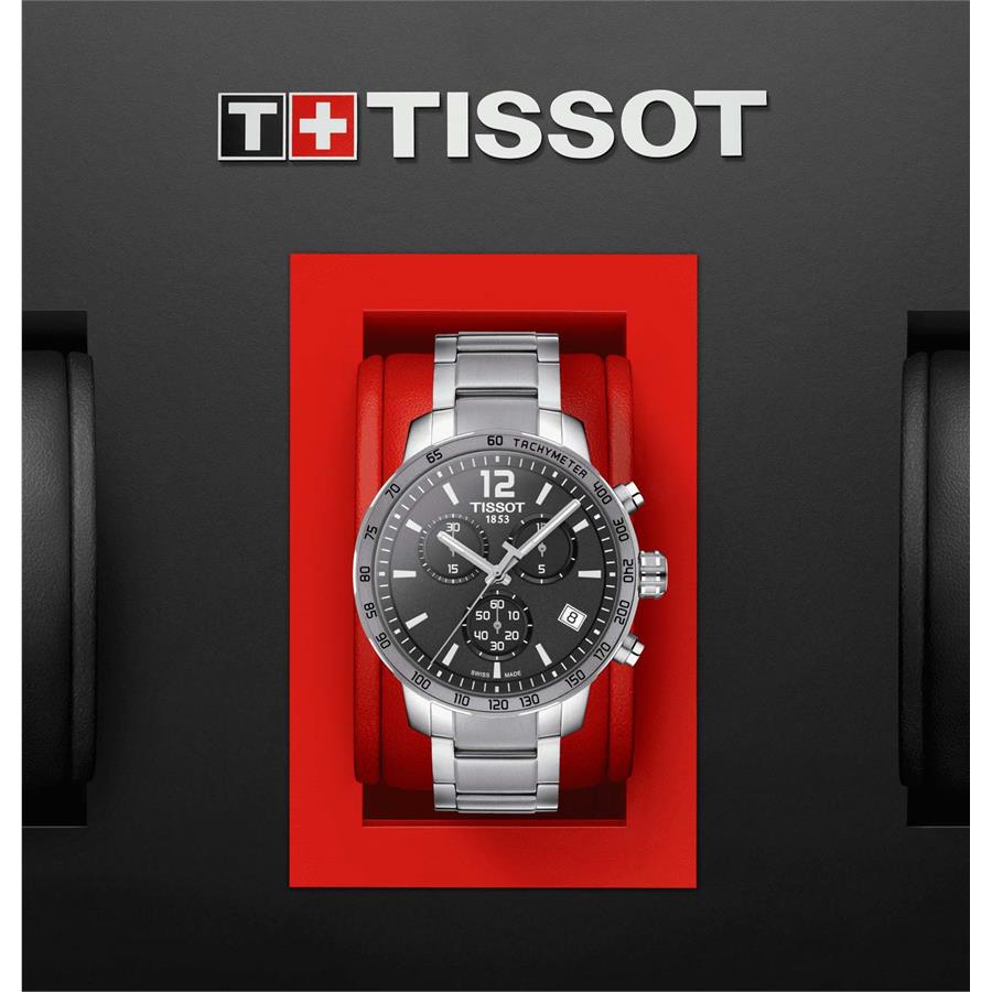 Tissot Quickster Chronograph Black Dial Silver Steel Strap Watch For Men - T095.417.11.067.00 Buy Now By Tissot