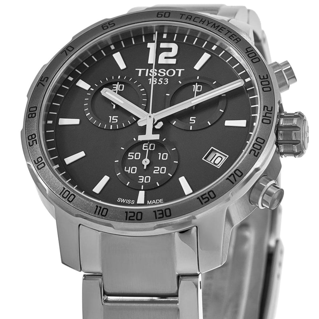 Tissot Quickster Chronograph Black Dial Silver Steel Strap Watch For Men - T095.417.11.067.00 Buy Now By Tissot