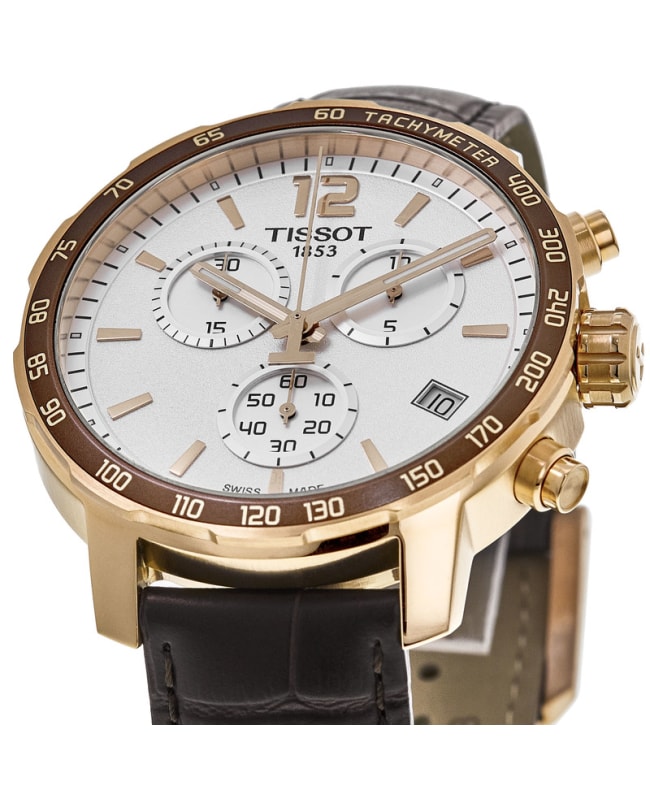 Tissot Quickster Chronograph 42mm White Dial Brown Leather Strap Watch For Men - T095.417.36.037.00 Buy Now By Tissot