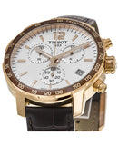Tissot Quickster Chronograph 42mm White Dial Brown Leather Strap Watch For Men - T095.417.36.037.00 Buy Now By Tissot