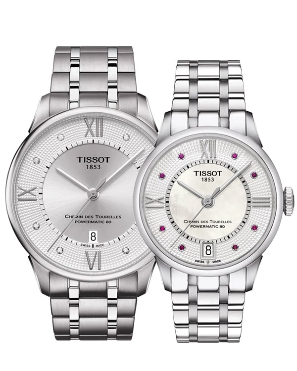 Tissot Chemin Des Tourelles Powermatic 80 Rubies Mother of Pearl Dial Silver Steel Strap Watch For Women - T099.207.11.113.00 Buy Now By Tissot