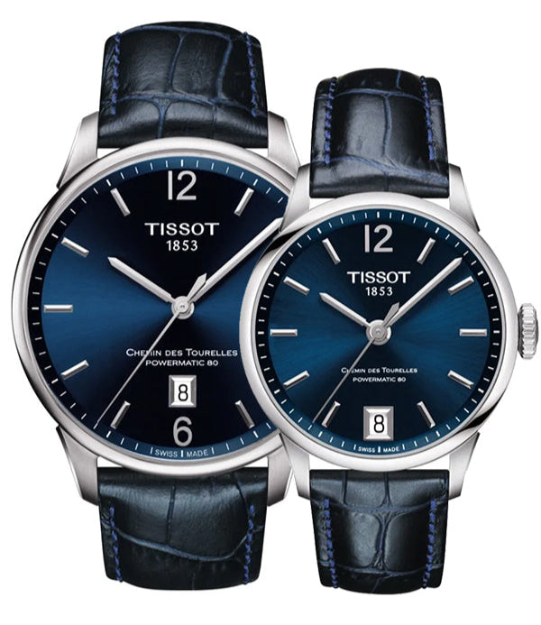 Tissot Chemin Des Tourelles Powermatic 80 Lady Blue Dial Blue Leather Strap Watch For Women - T099.207.16.047.00 Buy Now By Tissot