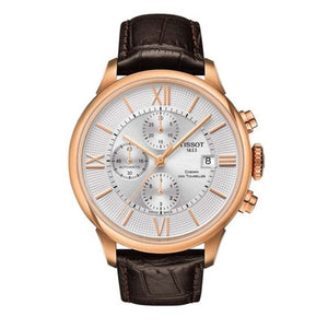 Tissot Des Tourelles Chronograph Silver Dial Brown Leather Strap Watch For Men - T099.427.36.038.00 Buy Now By Tissot