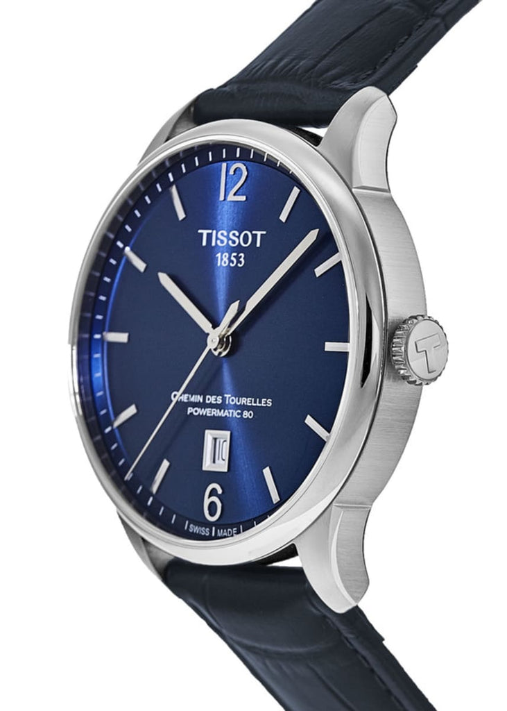 Tissot Chemin Des Tourelles Powermatic 80 Lady Blue Dial Blue Leather Strap Watch For Women - T099.207.16.047.00 Buy Now By Tissot