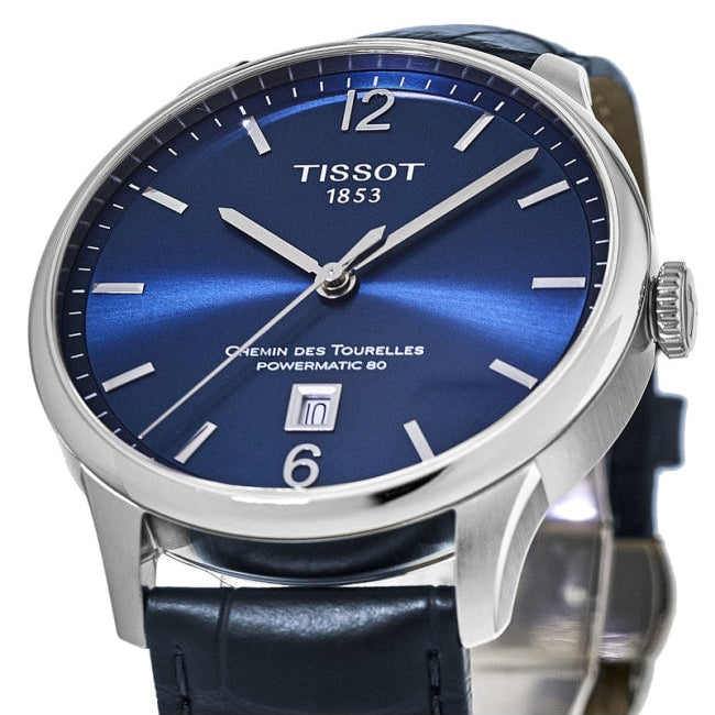 Tissot Chemin Des Tourelles Powermatic 80 Lady Blue Dial Blue Leather Strap Watch For Women - T099.207.16.047.00 Buy Now By Tissot