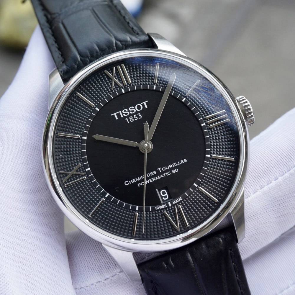 Tissot Chemin Des Tourelles Powermatic 80 Black Dial Black Leather Strap Watch For Men - T099.407.16.058.00 Buy Now By Tissot